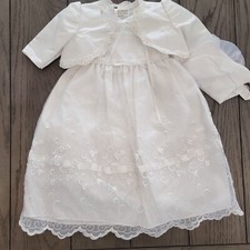 NEW Baby White Baptism Christening Dress Size 6-9 Months with Bonnet  Jacket