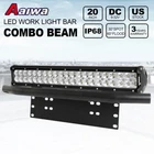 20" Combo LED Light Bar & 23" Bull Bar Front Bumper License Plate Mount Bracket