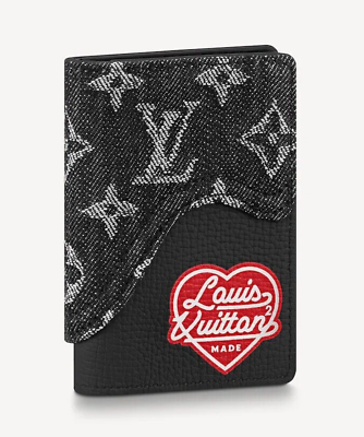 Louis Vuitton Nigo Black Denim Monogram White Red Heart Pocket
