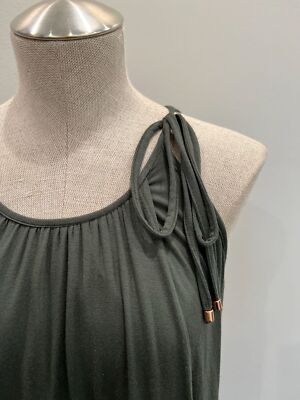 Ella Moss Maxi Dress is Green with Shoulder Tie Detail Size XS