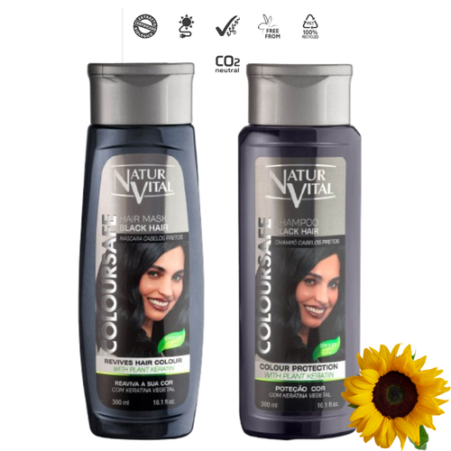 Natural Vital Black Hair Henna & Keratin Colour Safe Shampoo and Mask SET 300ml - Bild 1 von 4