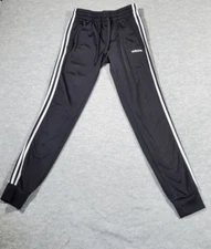 adidas Pants Mens Small Black Jogger Casual Three Stripes Tapered Leg Drawstring