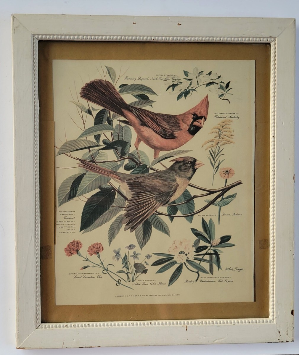 Vintage 1950's Arthur Singer Print Wall Hanging Old Wooden Frame