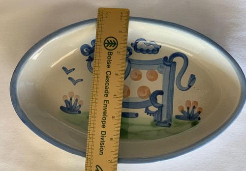 M.A. HADLEY SERVIERSCHALE OVAL KUH Volkskunst SIGNIERT COUNTRY SZENE 11" Backen - Bild 4 von 5