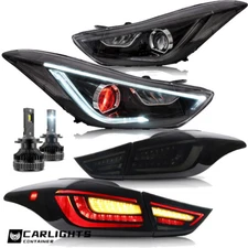DEMON EYES Headlights + Smoked Tail Lights For Elantra Sedan 2012-16 Coupe 13-14