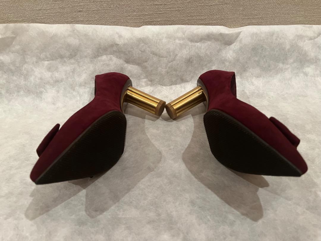 Salvatore Ferragamo Bordeaux Flower Heels 5D | eBay