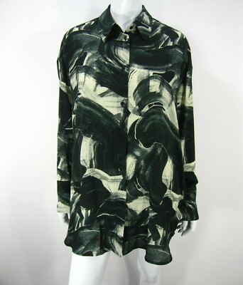 WEEKDAY NWT Blouse Size M Medium Green Color Block Button Down 