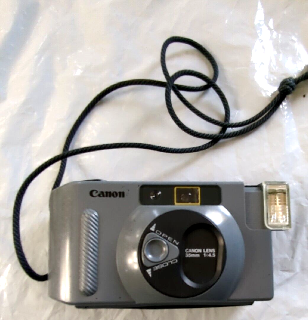 RARE GRAY Cannon Snappy S 35mm Film Camera Lens Point and Shoot WORKS