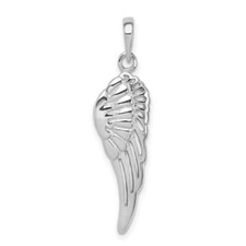 Sterling Silver 925 Polished and Textured Angel Wing Charm Pendant