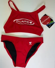 NWT Women’s TYR Life Guard Solid Red Workout Bikini Set - XXS
