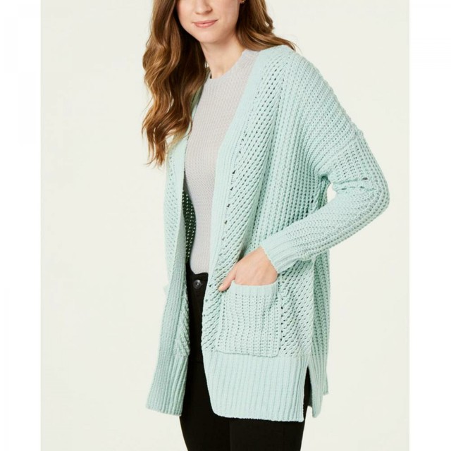 Style Co Womens Chenille Open Front Cardigan 100041823MS Mint Ice 