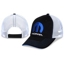 Mopar Logo Embroidered Cotton Black With White Mesh Hat New