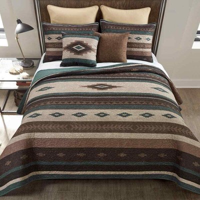 DONNA SHARP King Quilt Set Soft Cotton Polyester Fill Multicolored (3-Piece)