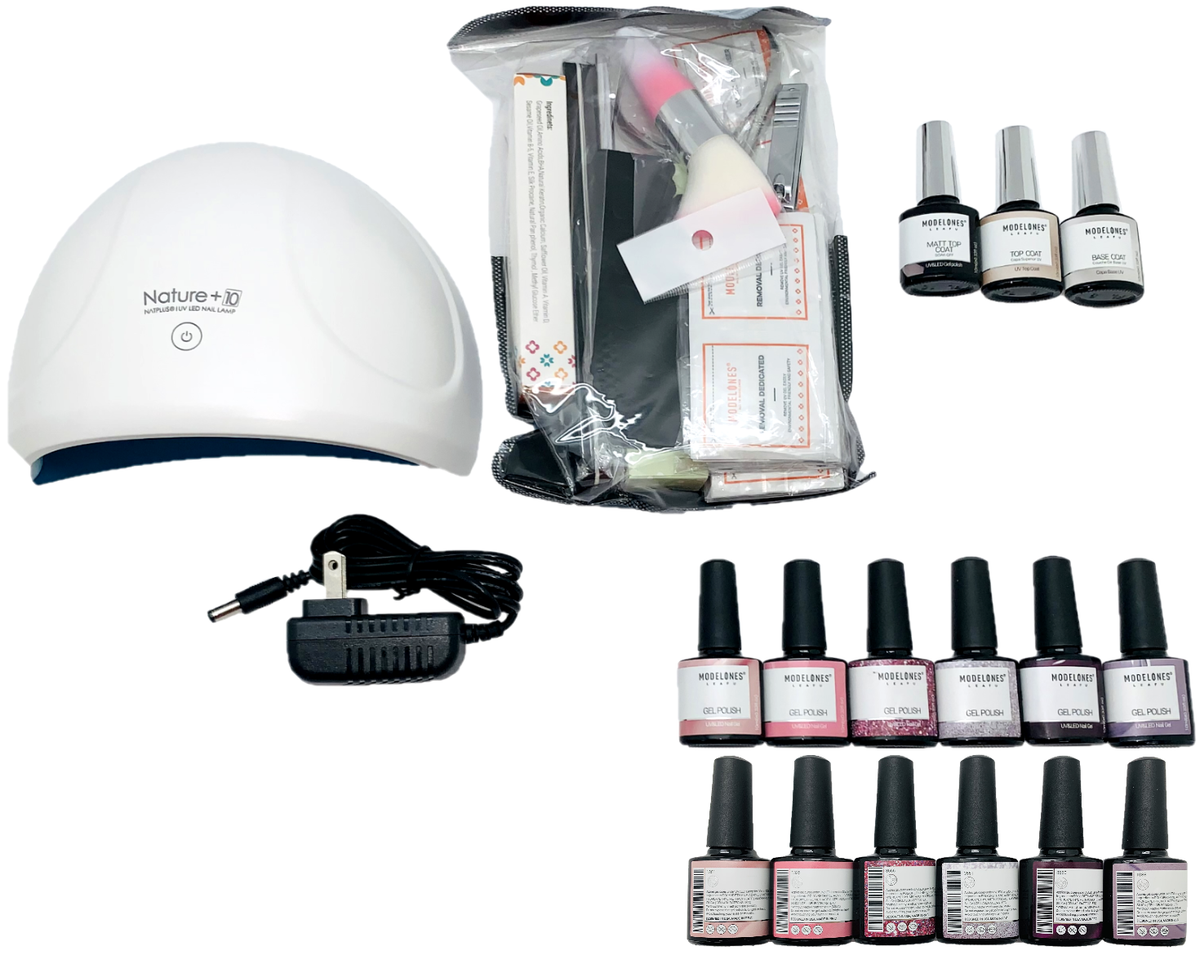Modelones Gel Nail Polish Kit UV Light Lamp Top Base Coat Colors Pink  Purple