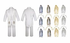 Boy Kid Baby Christening Baptism White Tail Suit Virgin Mary Guadalupe Stole S-7