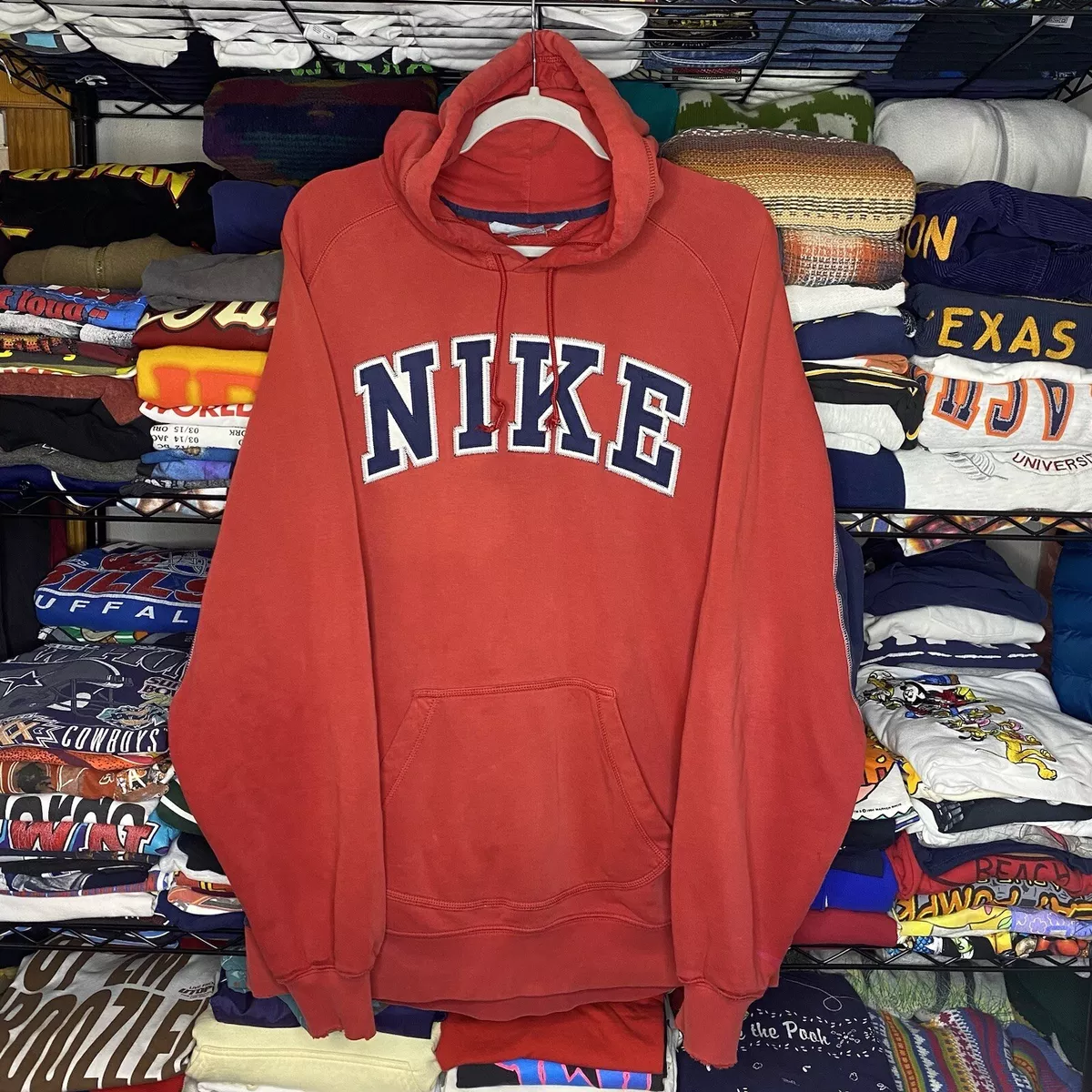 Vintage Nike Red Embroidered Spell Out Hoodie Mens XL eBay