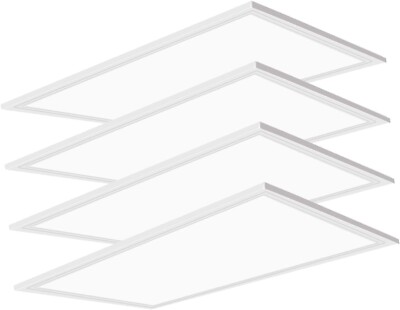 2x4 LED Flat Panel Light 50W 5000K 5000lm 0-10V Dimmable 100-277V 4-Pack UL DLC