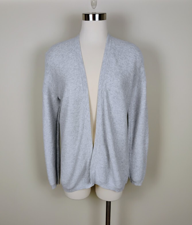 Sissy-Boy Lia Open Front Cardigan Organic Cotton Size S V-Back Boyfriend Lt Gray