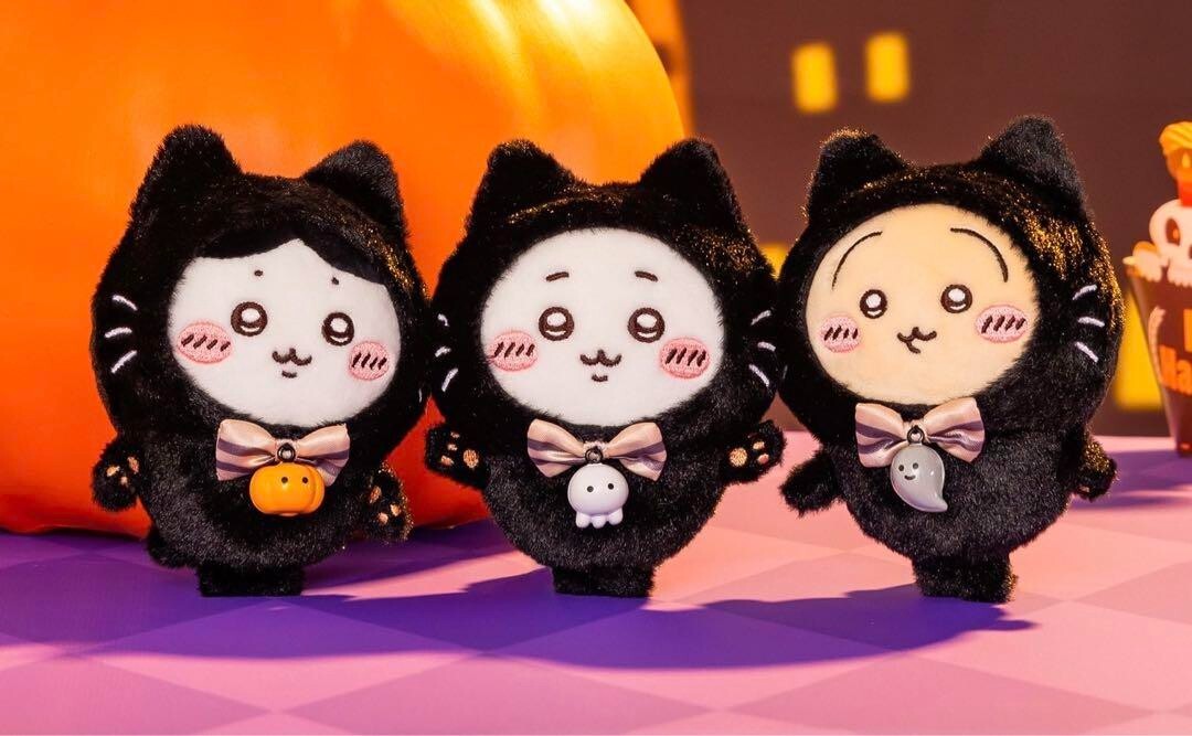 【 Halloween Sale 】No.693　カスタムボールペン　黒猫 Chiikawa Hachiware Black Cat Mascot 12cm Plush Doll Chain