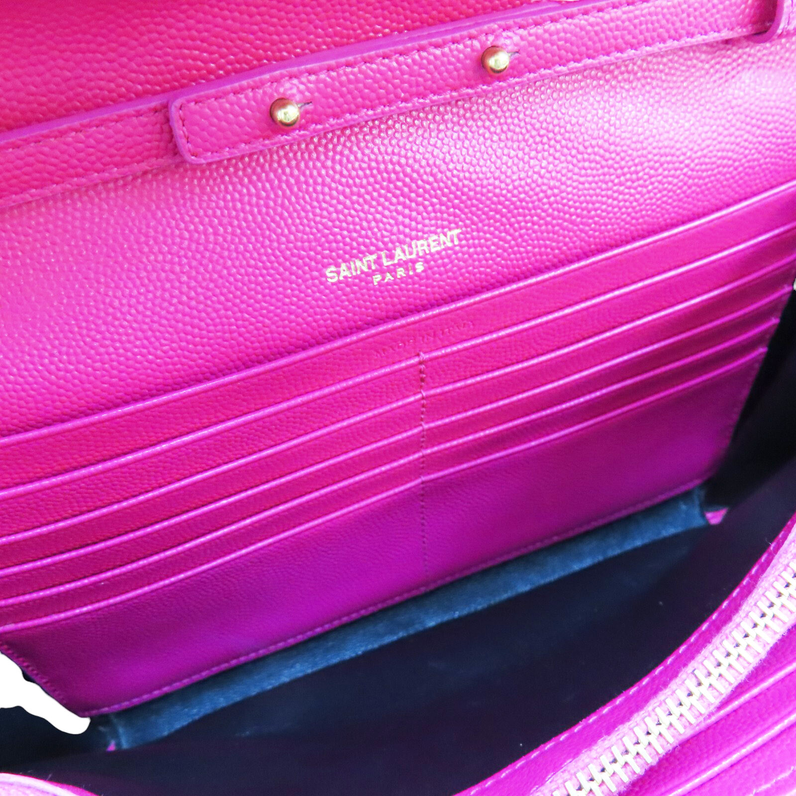 SAINT LAURENT Chevron portafoglio su catena borsa a tracolla rosa vitello 377828