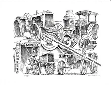 Allis Chalmers Farm Tractor Collage ~ Pen & Ink Print