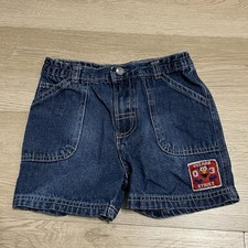Vintage Y2K Sesame Street Elmo Embroidered Blue Denim Jean Shorts Toddler Boy 3T