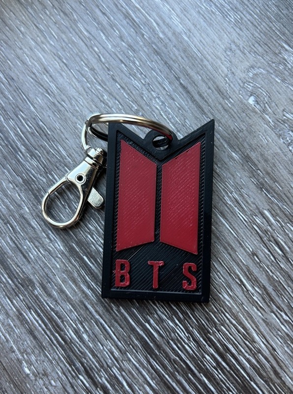 BTS Wings Keychain Black and Red Keyring Lobster Clasp