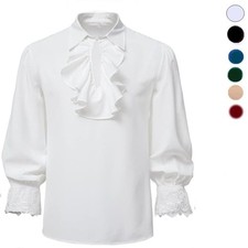 Mens Pirate Shirt Medieval Renaissance Victorian Halloween Ruffled Gothic Shirt