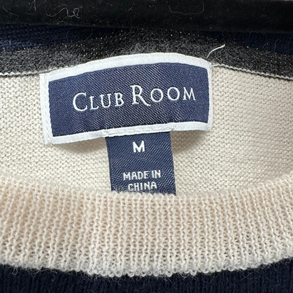 Club Room Men's Striped Merino Wool Blend Crew Neck Sweater Medium - Image 2 of 4