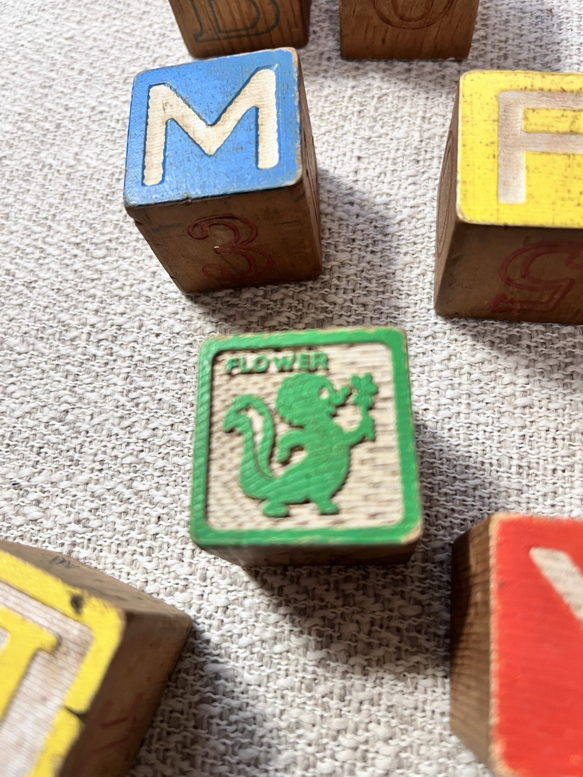 Vintage Disney Wooden Character Blocks Lot (10) —Mickey, Goofy, Daisy, Lady, Etc