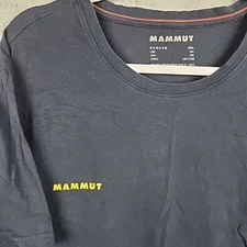 Mammut T Shirt Mens 2XL Blue Graphic Logo Outdoor Hiking Preformance Lightweight