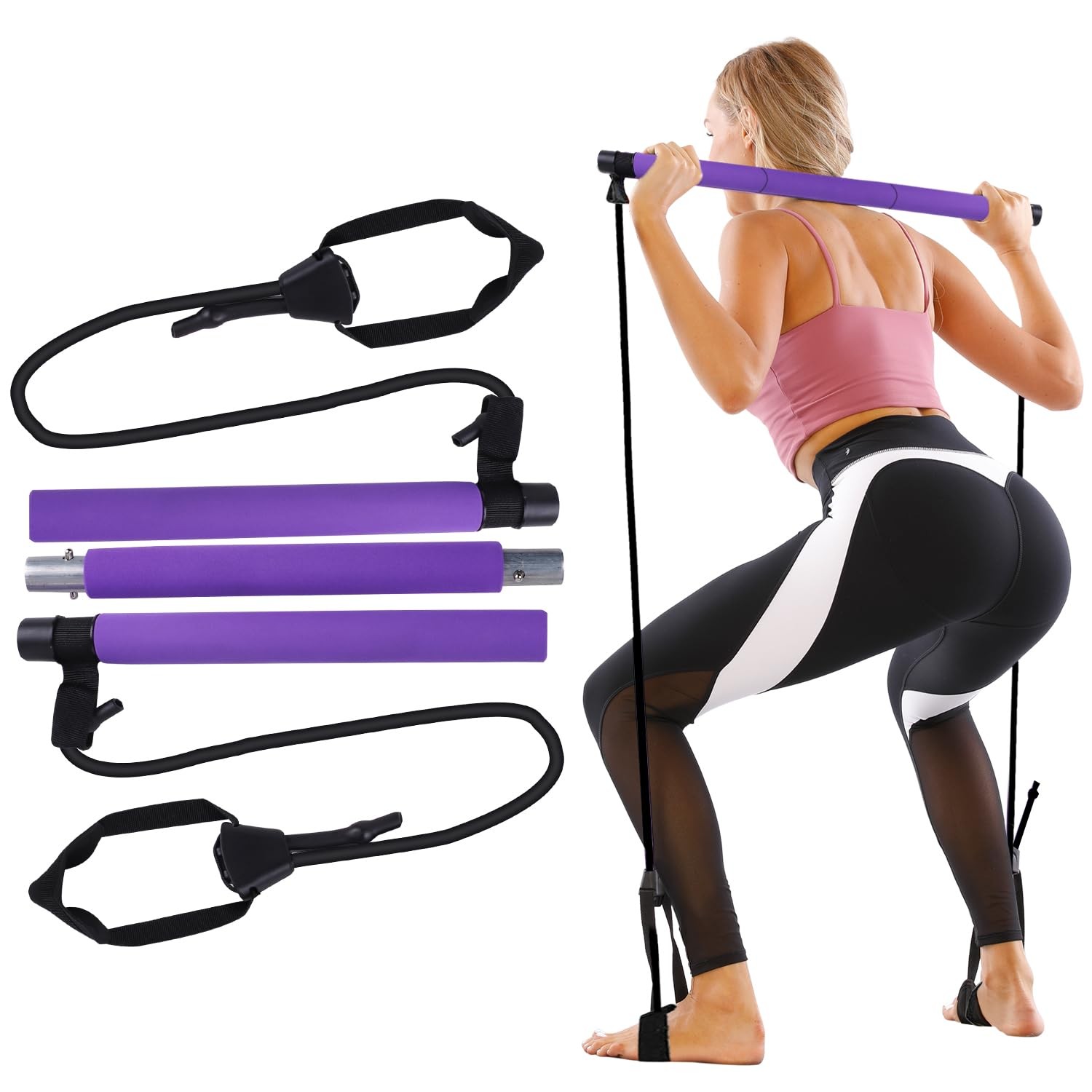 Bâton de Pilates avec résistance réglable pour soulager le dos et tonifier le corps
