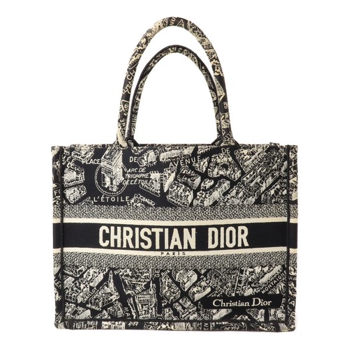 CHRISTIAN DIOR CD Book Tote Medium Tote Bag M1296ZOMP Canvas Black/White