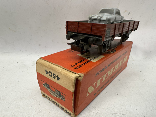 Marklin 4504 DB Flat Wagon with Ford Taunus 17M grey Original Packaging - Picture 5 of 6