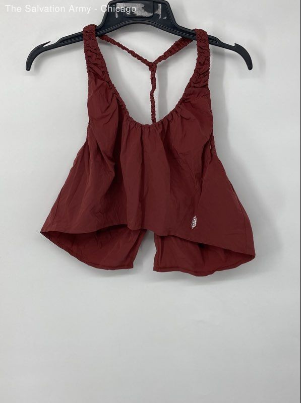 Fp Movement Womens Maroon Sleeveless Halter Neck Cropped Tank Top Size XL