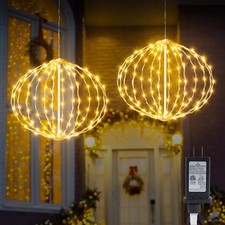 Christmas Outdoor Decorations Ball Lights - 12 Inch Connectable Hanging Tree ...