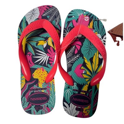 Havaianas Pink Navy Floral Tropical Flip Flop Bundle Little Girls 2