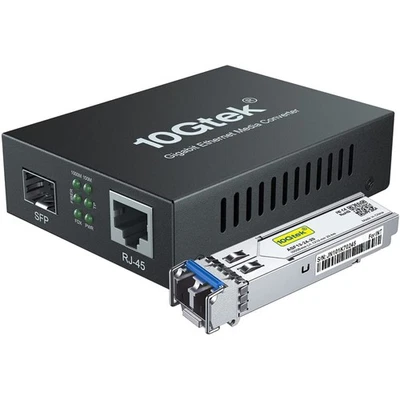 Gigabit Ethernet Medienkonverter SFP LX 20km Single-Mode Dual LC Glasfaser Neu