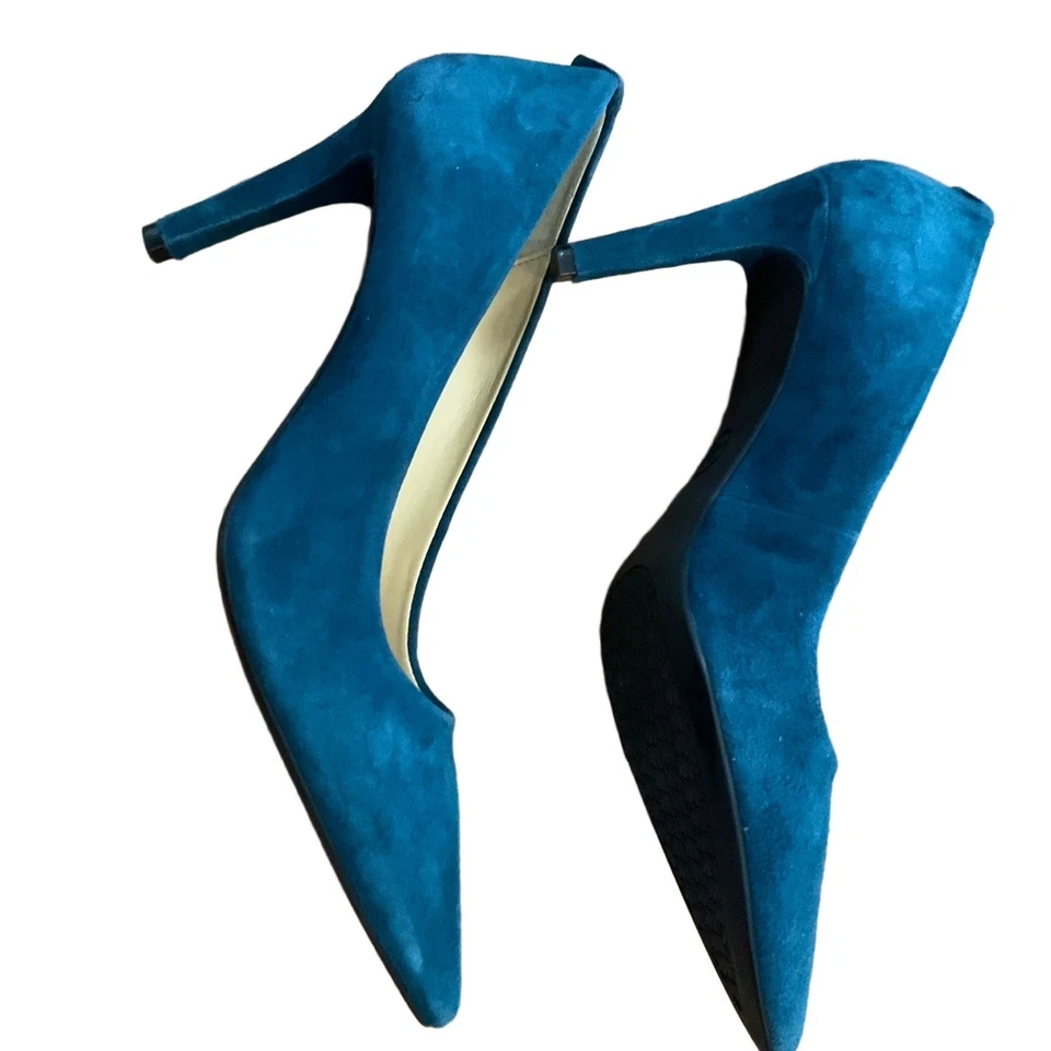 Michael Kors Teal Pointed Toe Suede Material Kitten Heel Embellished Heels US 9 - Image 4 of 4