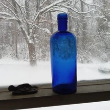 1880s COBALT BLUE CYLINDER INK BOTTLE HAND BLOWN SCARCE COLOR!