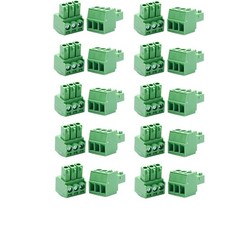 3-Pin 3.5mm Pitch Pluggable PCB Screw Terminal Block Female Green 25 PCS