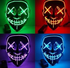 Masque Led Mask Halloween Purge Costume Light Up Mask Glow In Dark 