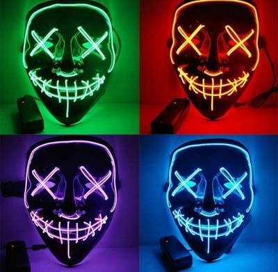 Maske LED Maske Halloween Säuberung Kostüm Leuchtmaske Leuchten im Dunkeln 