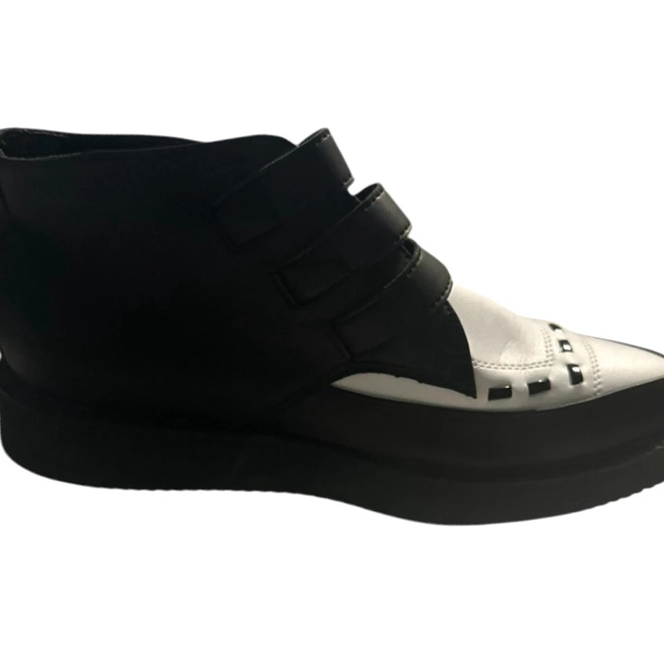 TUK Creepers Unisex Blanco y Negro Hebilla Alta Vegano Hombres 9 Mujeres 11 NUEVO Foto 4 de 4