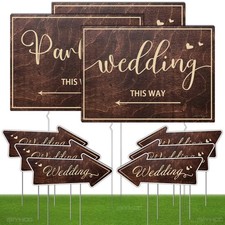 Wedding Direction Signs Kit 9pc Double Sided Wood Arrows Ceremony Parking