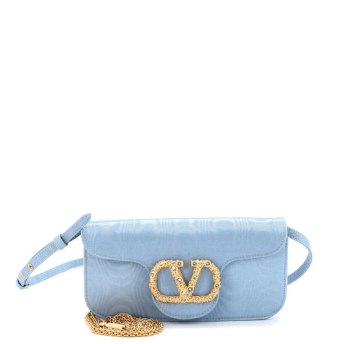 Valentino Garavani VLogo Loco Flap Shoulder Bag Fabric with Crystals