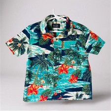 Boys Hawaiian Shirt 4T Palm Tree Floral Aloha Button Up Beach Tropical