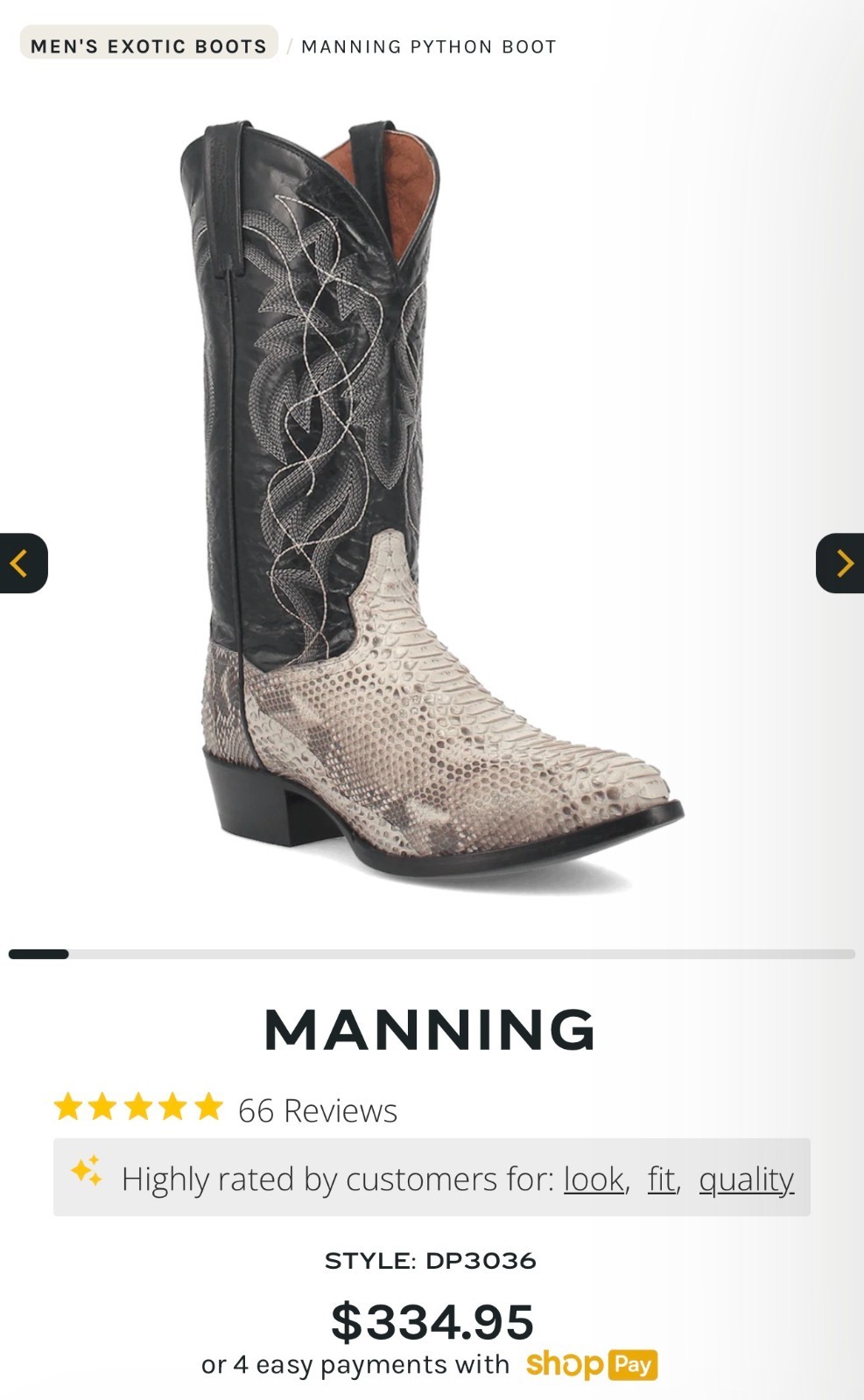MANNING GENUINE LEATHER PYTHON COWBOY BOOTS - image 9