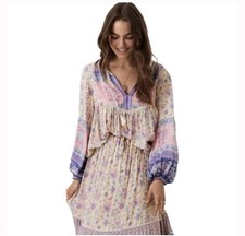Spell & The Gypsy Portobello Road Blouse Lavender / Pink Flowy Floral Boho Top M