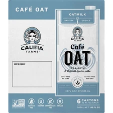 Califia Farms Cafe Oat Barista Choice Oatmilk, Dairy Free, 32 Fl Oz (6 Count)